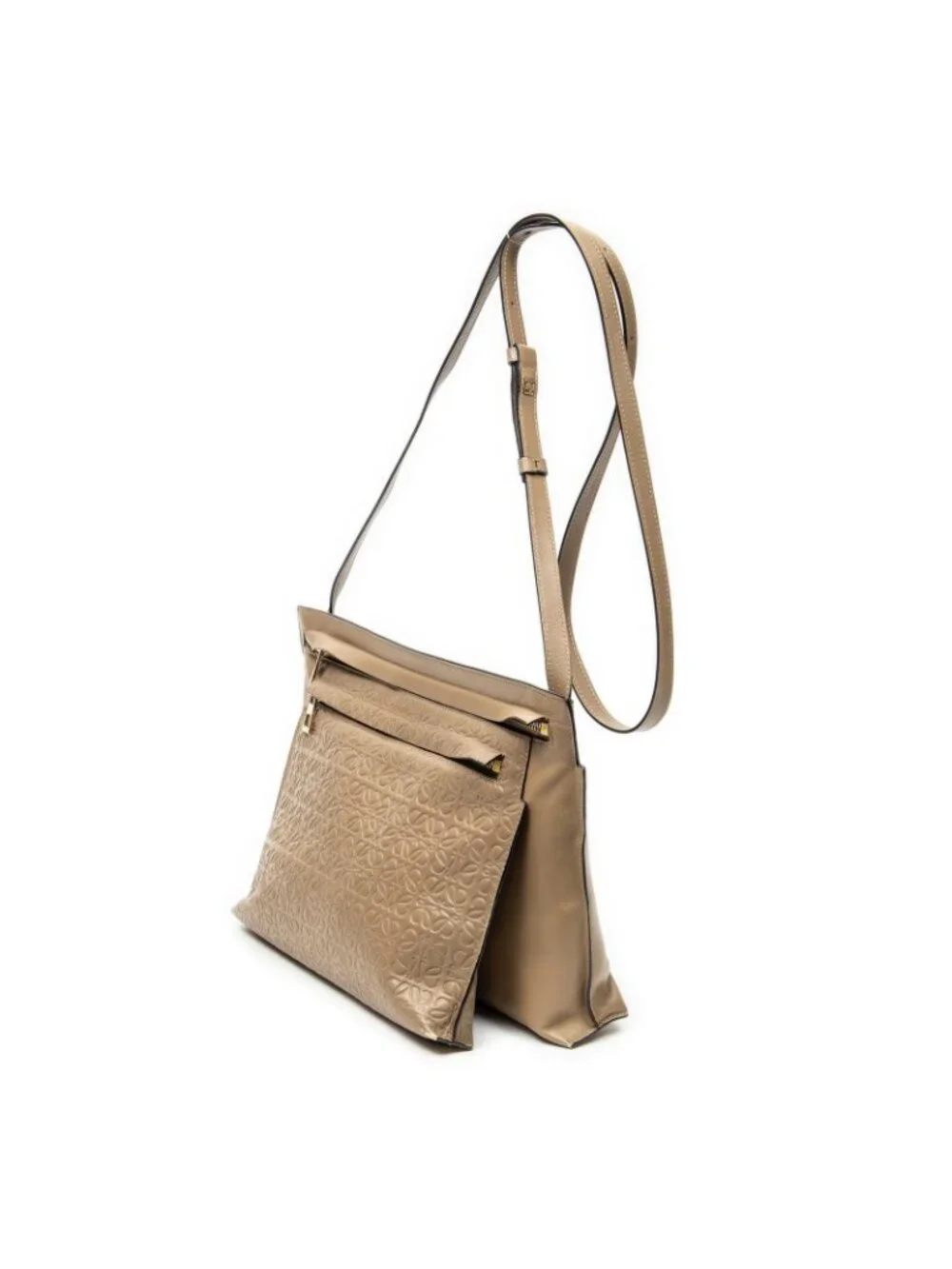 Loewedouble Pouch Crossbody Brown Animal Embossed Leather